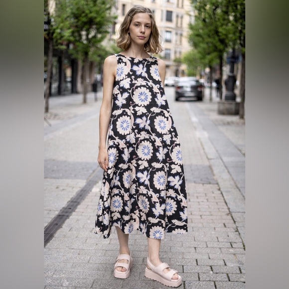 Psophia Vazquez De Castro Midi Dress Sz XS Oversized Floral Long